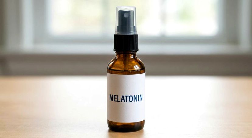 An amber spray bottle of topical melatonin